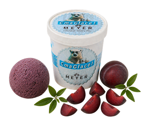 Sorbet plein fruit pêche de vigne verveine